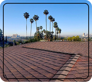 Roof with city in distance